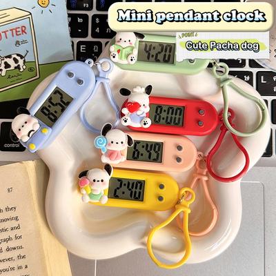 Cartoon Pochacco Digital Clock Mini Electronic Watch Portable Oval Shape Watch Student Test Watch With Keychain