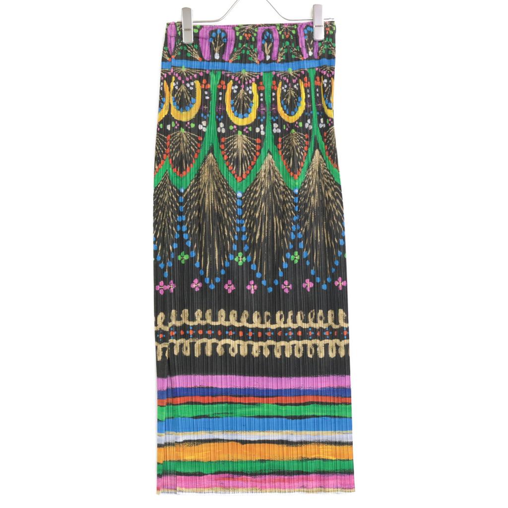 PLEATS PLEASE All-over Print PP63-JG574 Long Skirt Skirt 3 multicolorUsed