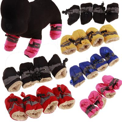 4 pçs/set Botas Quentes de Inverno para Cães de Estimação Sapatos Impermeáveis para Filhotes Roupa Protetora Antiderrapante para Cães Pequenos Meias para Filhotes Botas