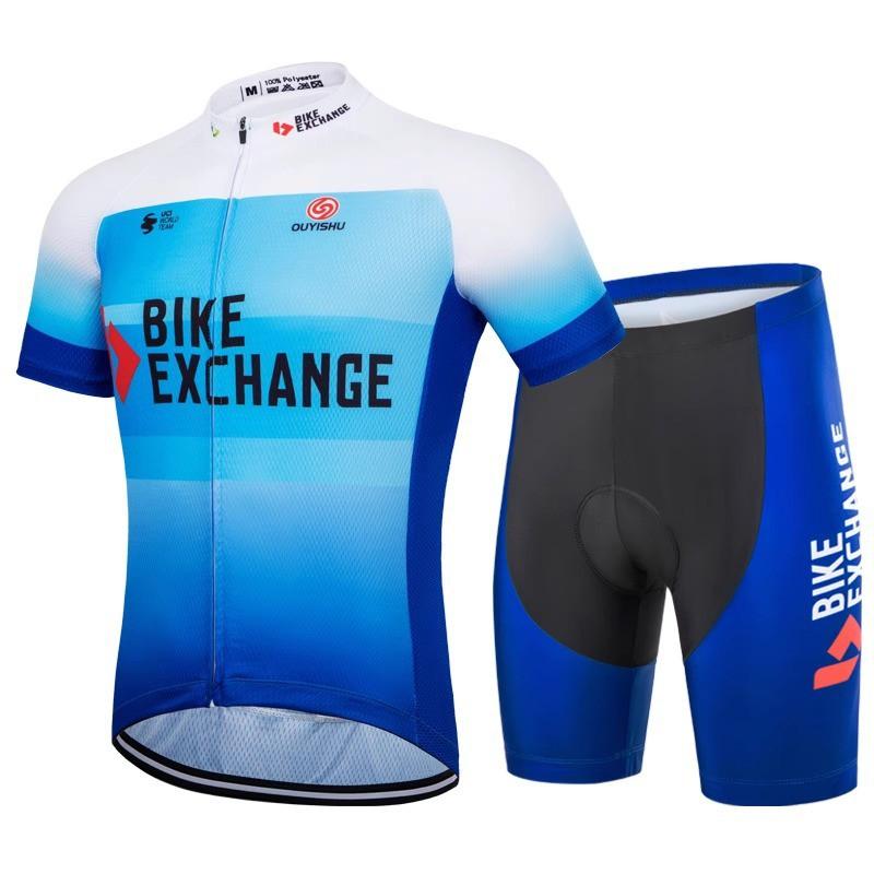 Mens Cycling Jersey Set Short Sleeve Quick Dry Breathable With Gel Pad Road Bike Riding Club Wear
