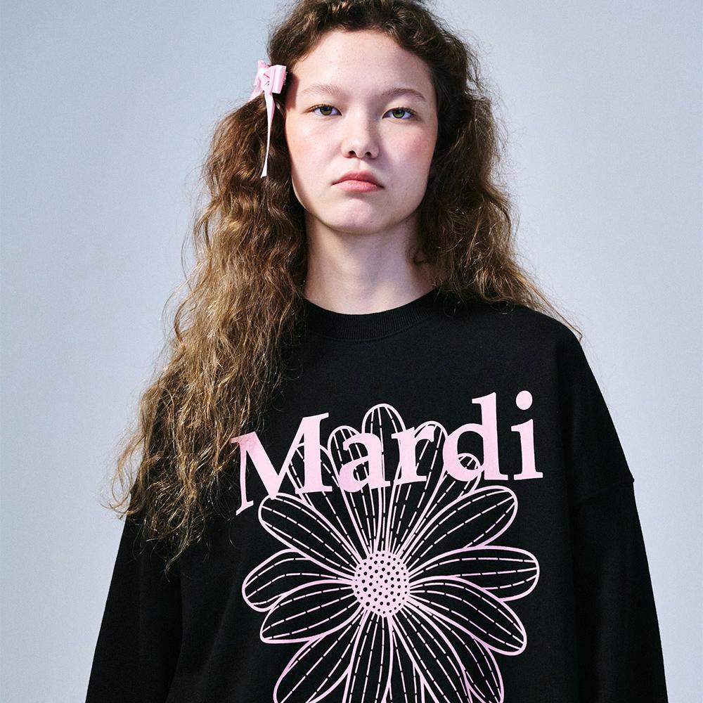 [mardimercredi] ТОЛСТОВКА FLOWERMARDI ЧЕРНЫЙ РОЗОВЫЙ
