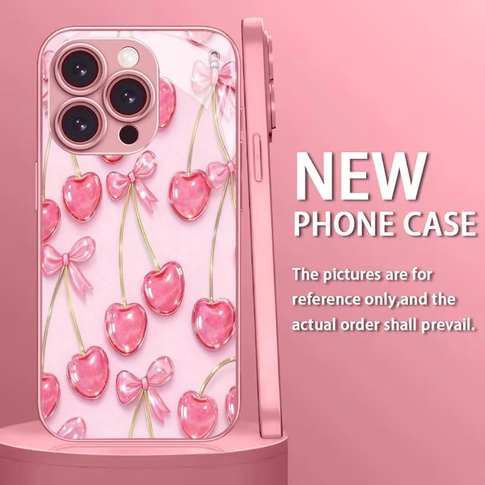 Pink Female Exquisite Protective Case Phone Case Metallic Paint Glass PhoneCase for iPhone 17 16 15 14 13pm Pro Plus Madam