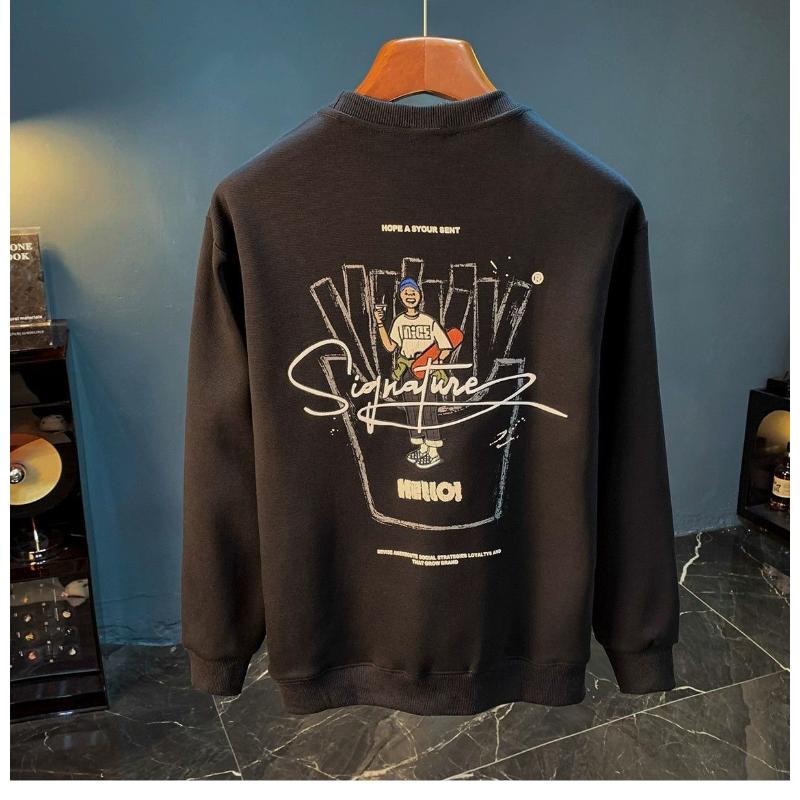 Round Neck Pullover Sweatshirt Men Autumn New Embroidered Casual Long-sleeved Clothes Printed Loose Bottoming Shirt T-shirt