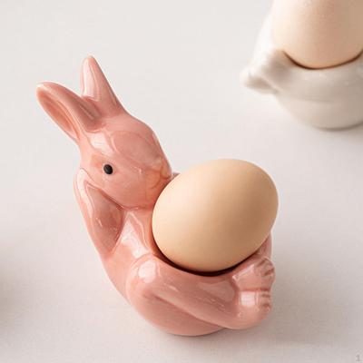 Huevera de cerámica, soporte de conejito de Pascua, utensilio de cocina moderno, porcelana para hervido suave