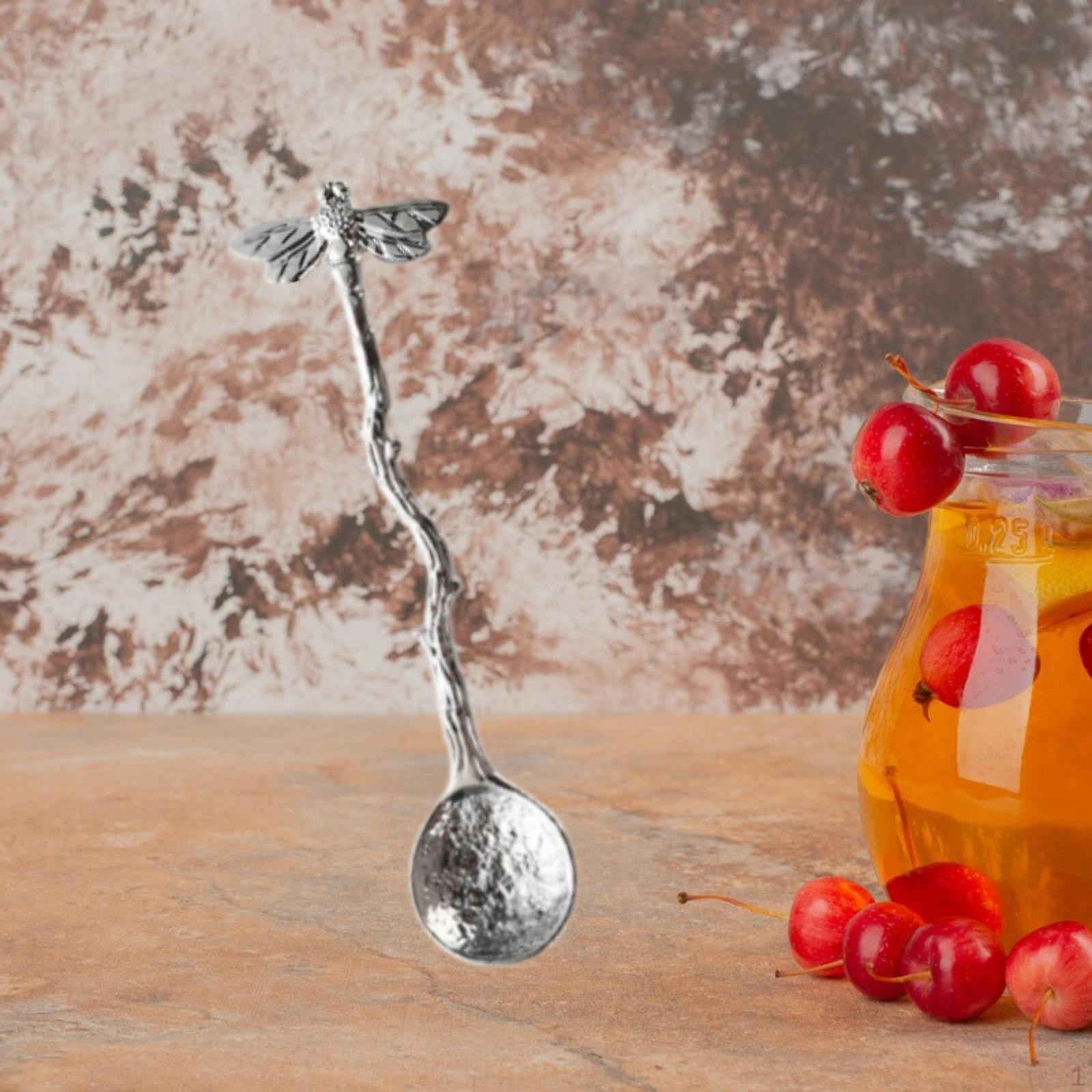 

4 шт. Ложка для торта в виде стрекозы с длинными ручками для десерта и чая Silver