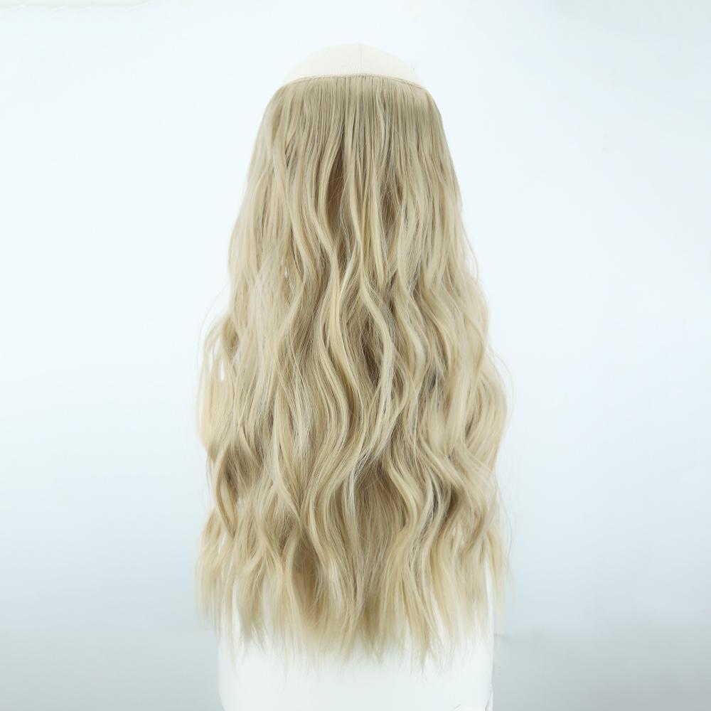 MISSQUEEN Pure Brown Long Wavy Hair Extensions Synthetic Fiber Natural Invisible Wire and Clips Daily Wear Hairpiece