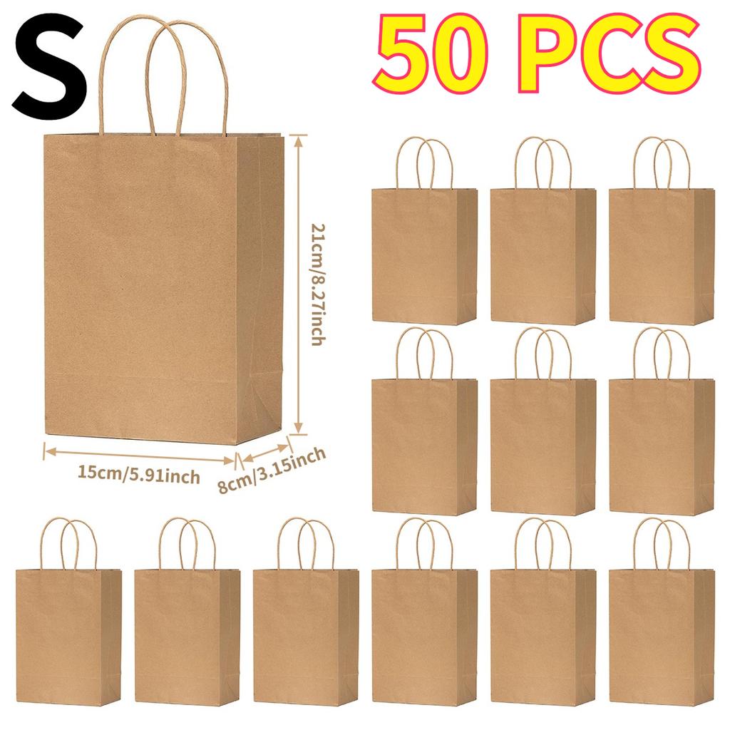 25/50 Stück Kraft-Geschenktüten mit breitem Boden und Henkeln – Braune Papiertüten im Großpack für Geschenke, Einzelhandel, Partygeschenke & Einkaufen