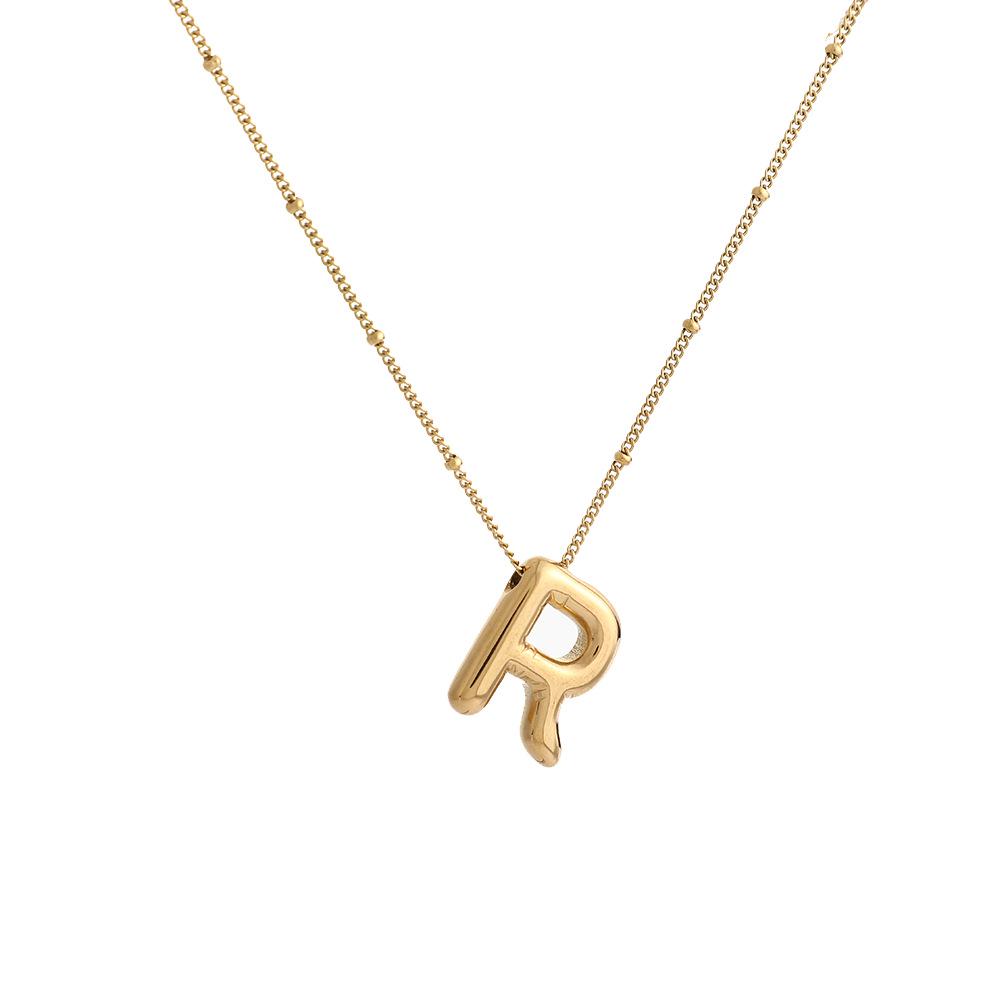 Stainless Steel 18K Gold Plated Alphabet Pendant Necklace