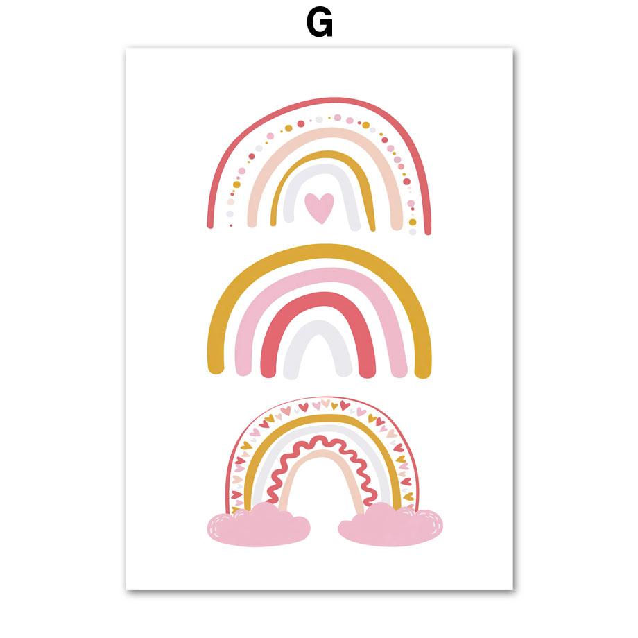 Pink Princess Castle Unicorn Rainbow Heart Wall Art Canvas Painting Posters And Prints Wall Pictures Baby Girl Kids Room Decor