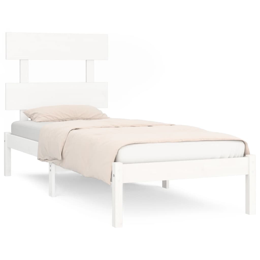 Solid Wood Bed White 90 X 200 Cm