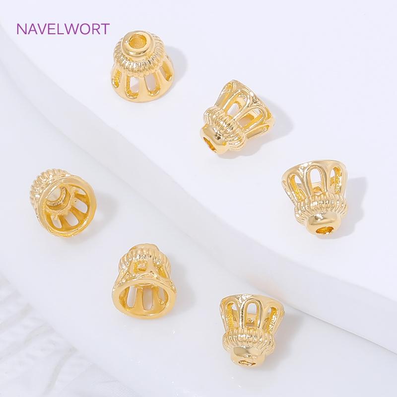 5/10Pcs 18K Gold Plated Beads Cap For Bracelets,Brass Spacer Beads Caps,End Caps For Jewelry Making Supplies,Beads Separators