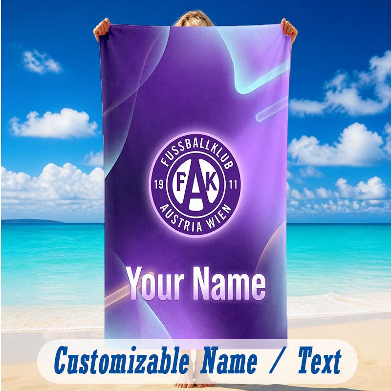 Toalha de Praia Nome Personalizado Texto, Toalha Grande de Secagem Rápida Para Praia Casa Áustria Wien FC