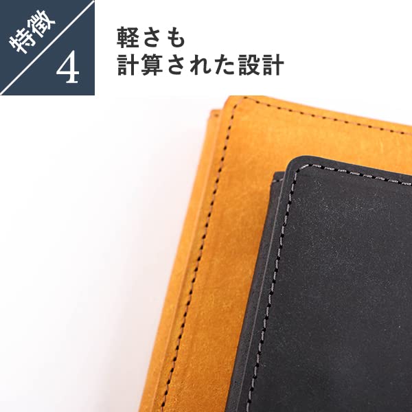 HIS-FACTORY Pueblo Men's Bifold Wallet with Coin Purse, Coprire, Box-Shaped Coin Purse, Ocean