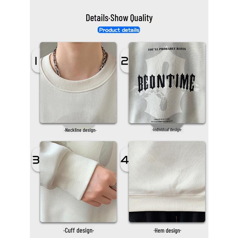 Men's Trendy Round Neck Thickened Hoodie for Autumn/Winter