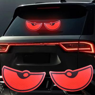 2pcs Funny Eyes Car Motorcycle Stickers Helmet Fairing Rear Window Decoration Decal Electric Car Motorcycle Reflective Stickers