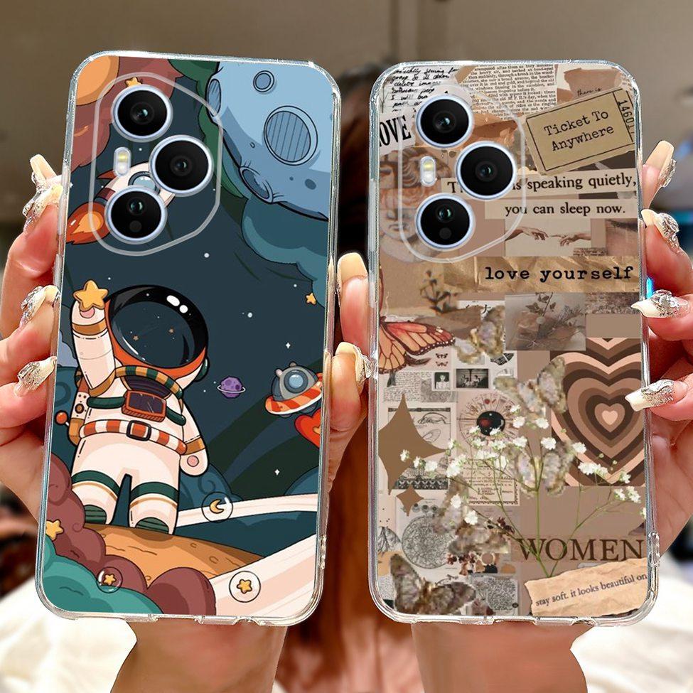 Clear For Honor 400 Pro Case DNP-NX9 Cute Cartoon Cat Fashion Flower Funny Painted Soft Bumper For Honor 400Pro Back Cover Funda