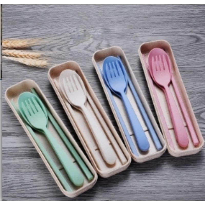 2pcs Home Travel Portable Creative Tableware Set, Student Lunch Box