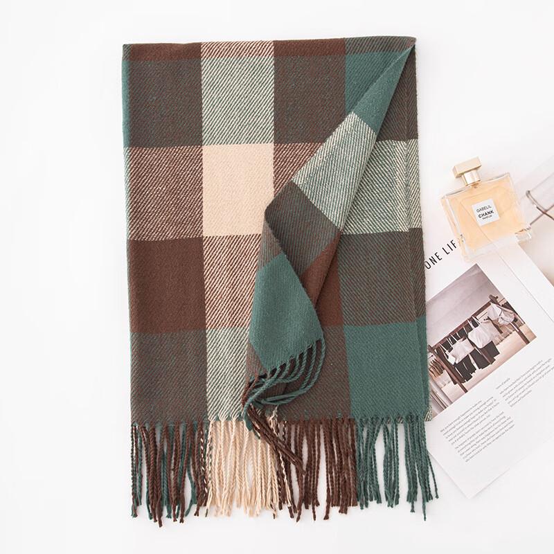 Retro Plaid Imitation Cashmere Long Scarf Shawl