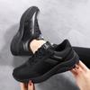 Running Shoes for Women Black Sneakers PU Leather Comfortable Height Increasing Chunky Shoes Breathable Leisure Shoes Big Size