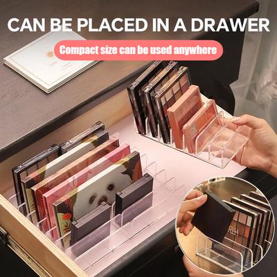 2PCS 7-Compartment Makeup Organizer Desktop Eye Shadow Palette Display Box Makeup Blush Cosmetics Shelf Make Up Tools Storage Holder