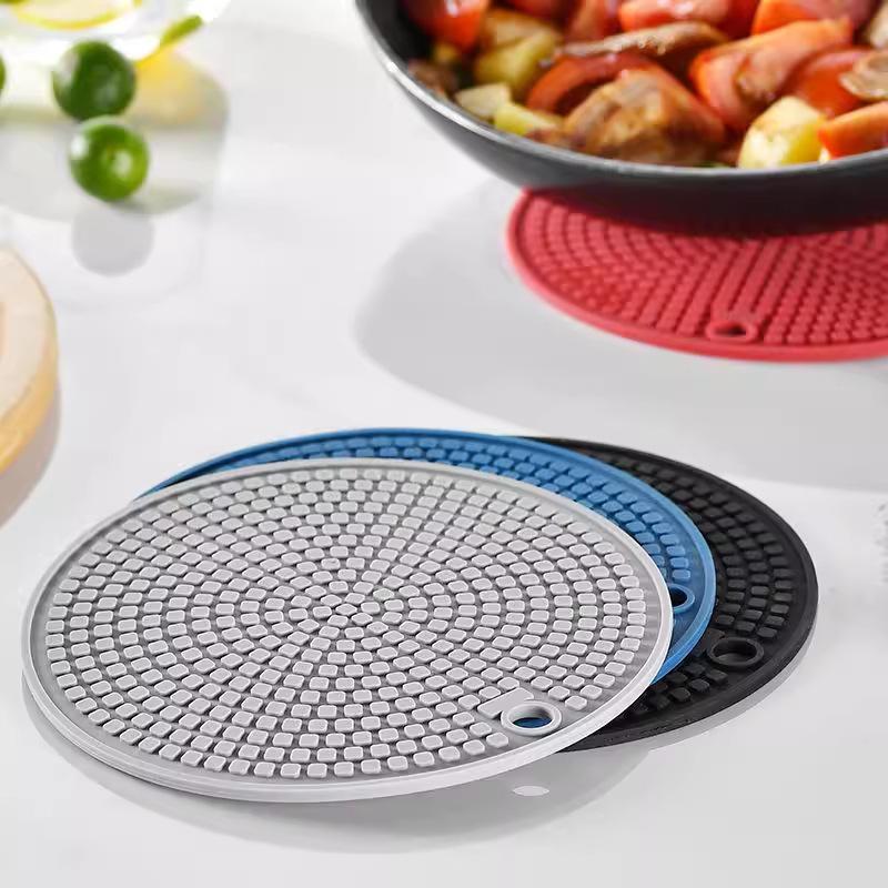 Silicone placemat Round pot mat High temperature resistant and anti-scalding Household casserole mat Anti-scalding table mat Dining table insulation