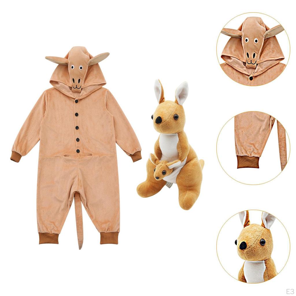 Kinder Entzückender Känguru Kapuzen-Overall Tier Onesie Kostüm für Maskerade