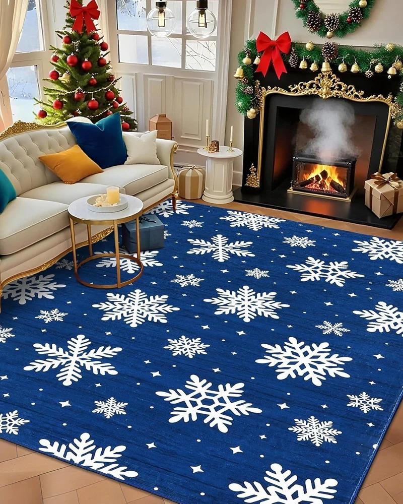Christmas and Autumn Warm and Non-Slip Floor Mat Living Room Holiday Rug Non-Slip and Anti-Fall Rug Home Party Decoration