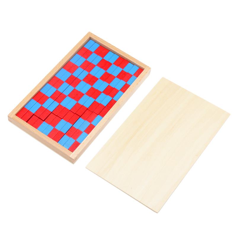Kleines Montessori-Mathematikspielzeug, blaue und rote Stäbe, Stäbchenbox, rote Stäbe, digital 1–10, mit Holzbox, Spielzeug für die frühe Lernförderung von Kindern