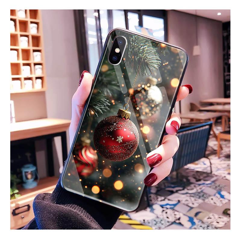 Winter Christmas Glass phone case For Samsung S25 S24 S23 S22 Ultra S24 Plus A55 A16 A54 A15 A56 A36 S25 FE
