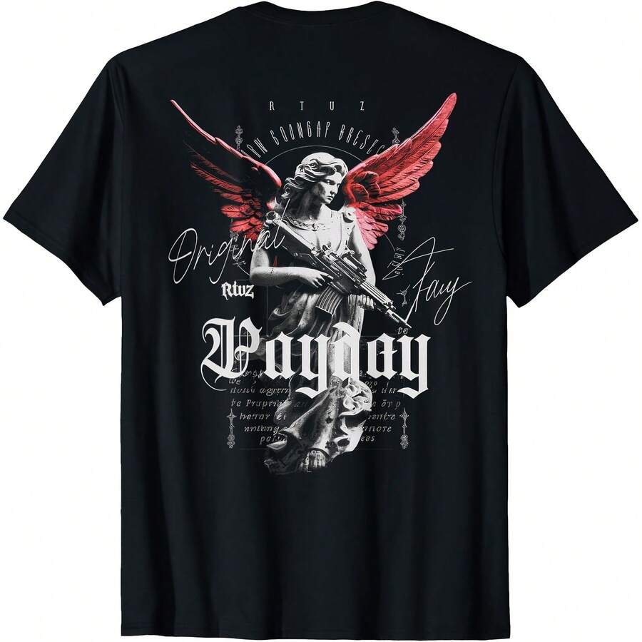 

Hip Hop Vintage Edgy Urban Y2K Back Print T-Shirt - Uni--, Black, All All Seasons,220g Pure Cotton 5XL різнокольоровий
