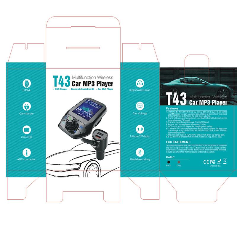 Bluetooth Music Player Car Adapter USB 3.0 Fast Charger Music FM Transmitter