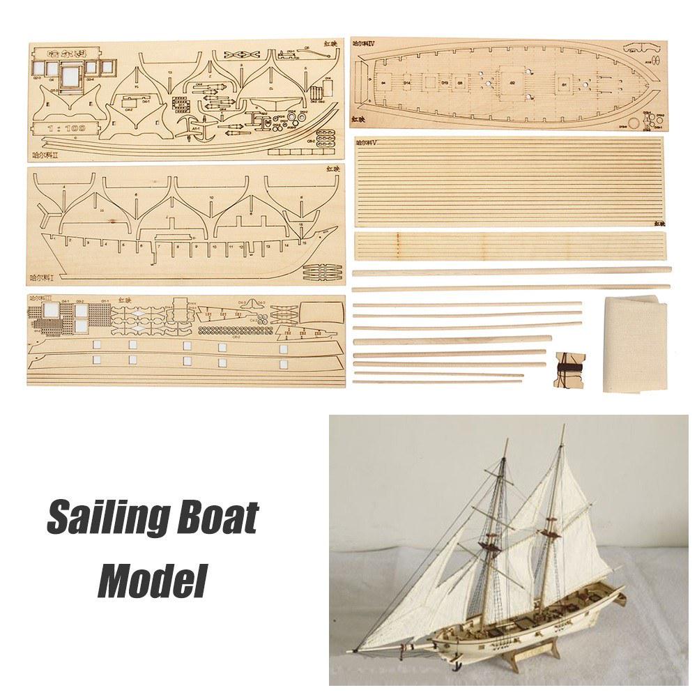 HBKS DIY Ship Assembly Model Kits Wooden Sailing Boat Scale Wooden Toy Sailboat Made in USA Rainbow Sail Boat