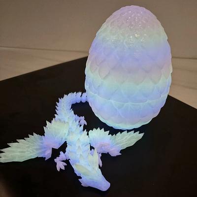 Lichtgevende 3D Geprinte Draak Glow in the Dark Vliegende Draak Ei Roteerbare Gelede Vleugel Draken Huis Kantoor Ornamenten Kinderen Cadeau