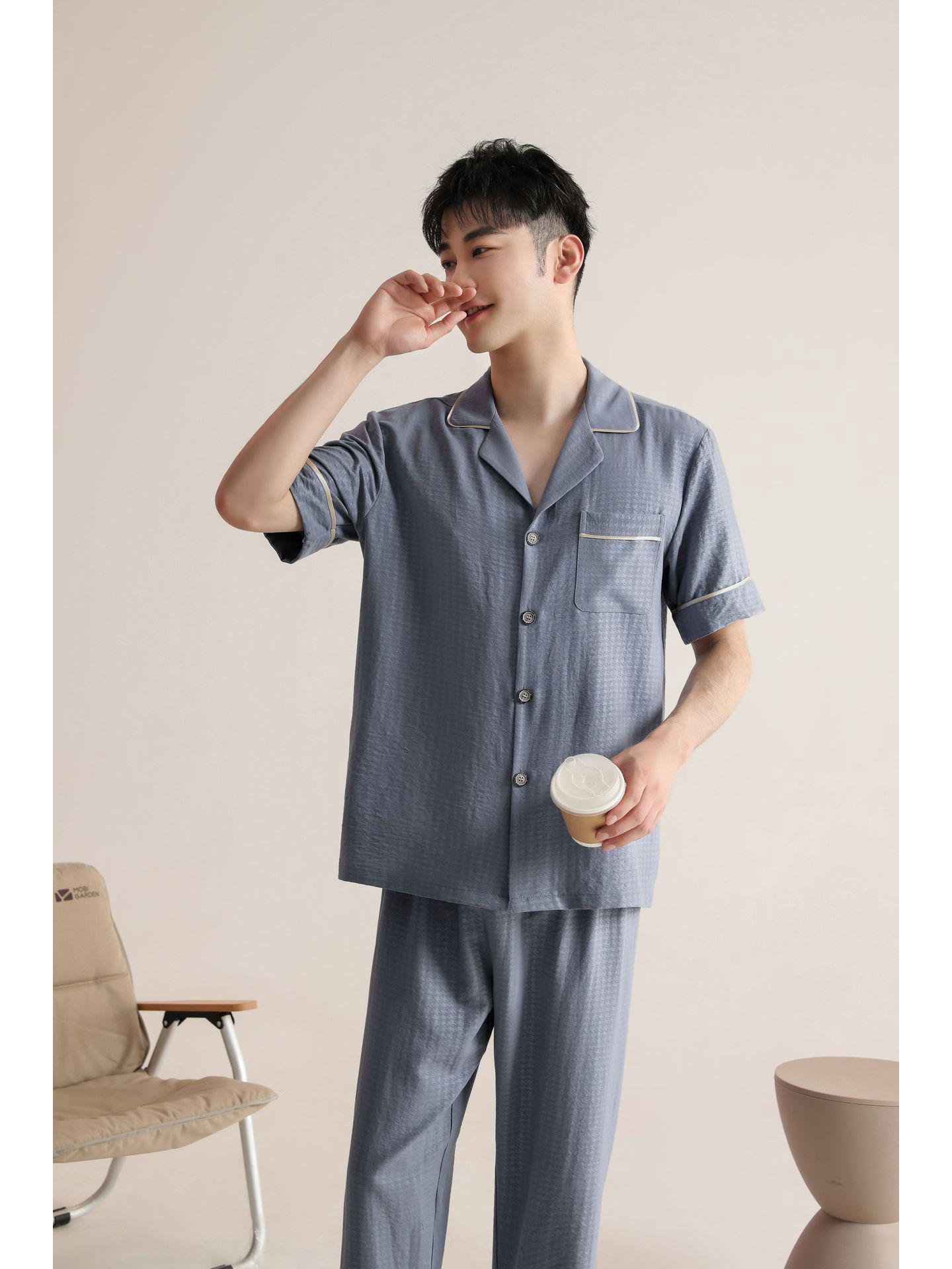 

Spring 2026 Men s Short Sleeve Cotton Pajama Set - Soft, Casual, Comfortable Homewear XXXL suitable for 90-100 kg