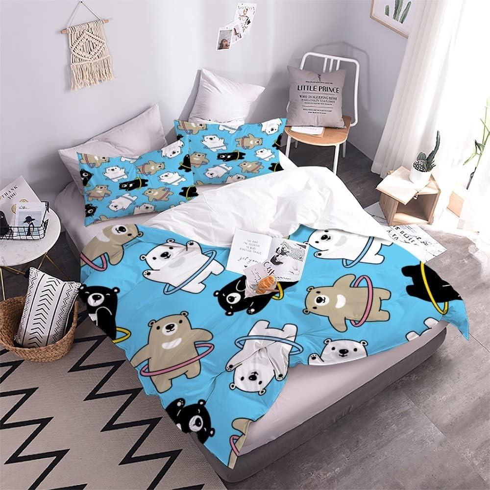 3D Printed Boutique Bedding Set Cartoon Animal 3-Piece Set for Children and Adults Full Size Soft 100% Microfiber Zipper