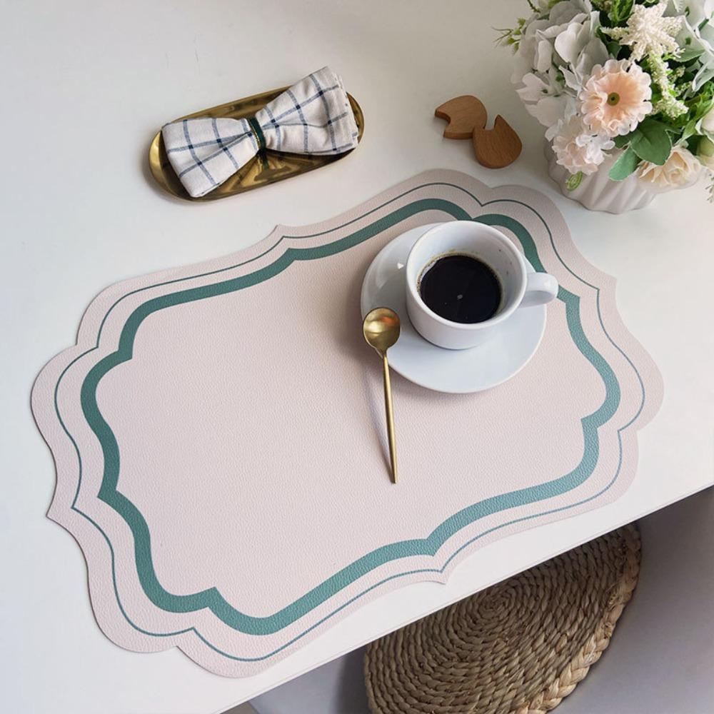 Morandi Color Leather Placemats Leather Material Waterproof Tableware Insulation Pad Scaldingproof Non Slip Insulated Placemats