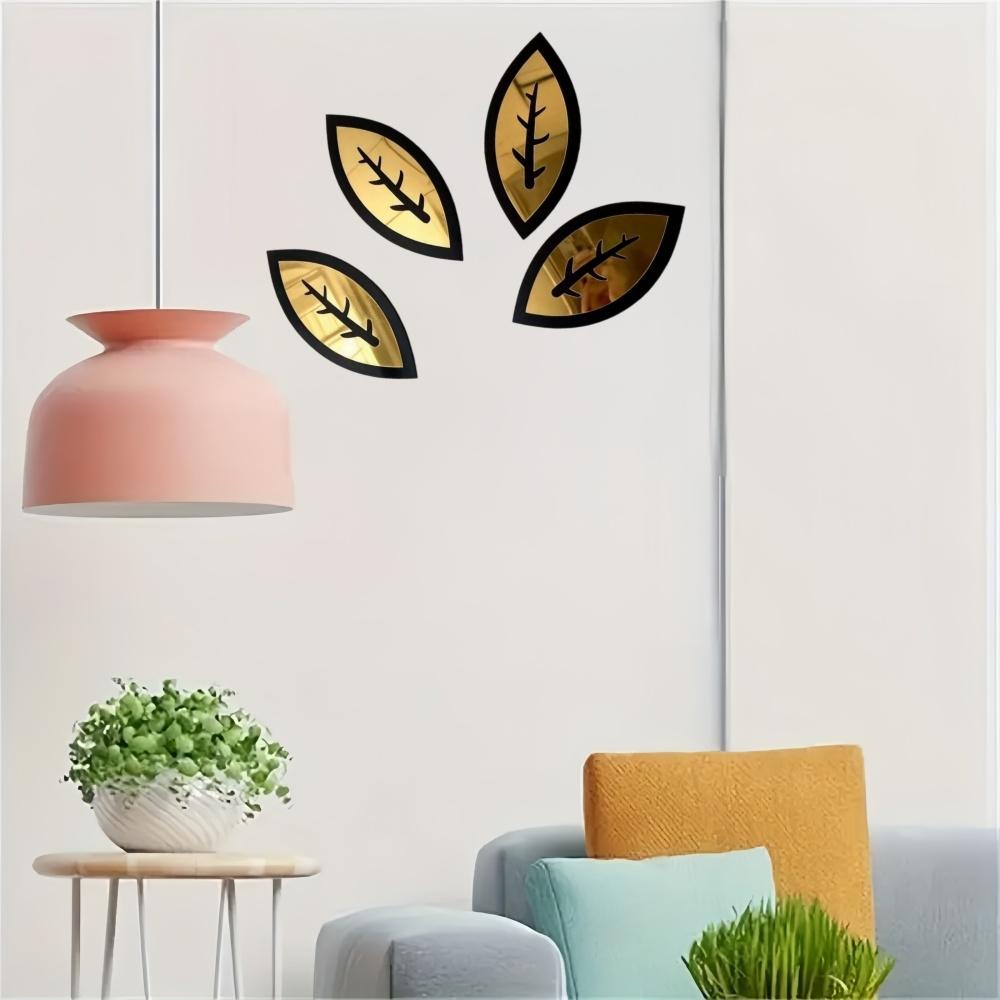 4pcs 15cmX7cm Mirror Wall Stickers Removable Wall Art Decals for Home Living Room Bathroom Office Dormitory Decorations