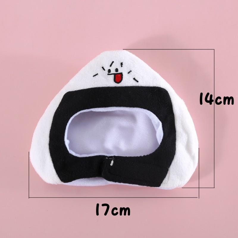 Cute Japanese Style Cartoon Food Hat Cats Dogs - Taiyaki Onigiri Burger Fries Plush Warm Headwear Pet Accessory