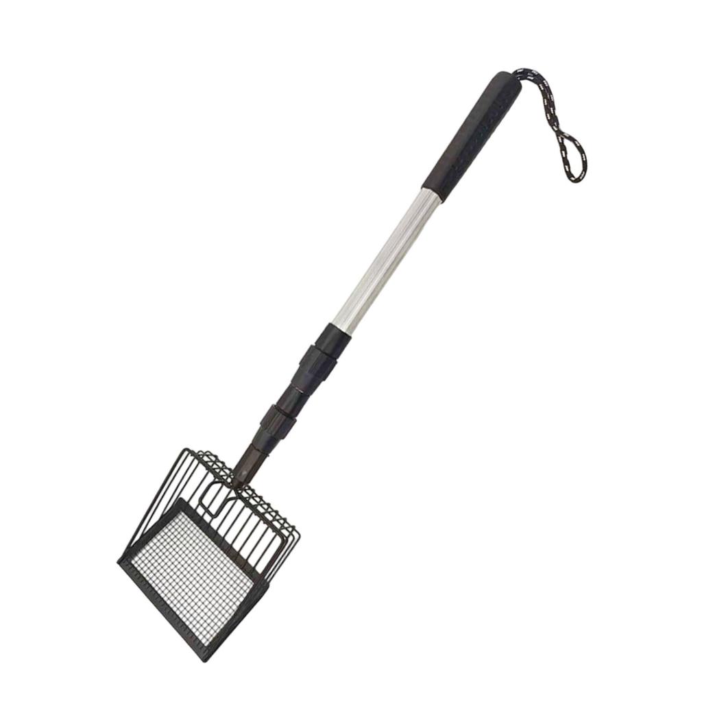 Metal Litter Scoop For Cats With Retractable Handle Efficient Sifting Design Multiuse Chicken Coop Rake Cleaning Tool