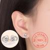 925 Sterling Silver Jewelry Crystal Zirconia Hollow Heart Stud Earrings for Women Wedding Party Jewelry For Girls Friend Gift