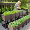 1/2 Stück Hochbeet mit Beinen, Traditioneller Schwarzer Geflochtener Kunststoffbehälter, Perfekt für die Gartenarbeit im Freien