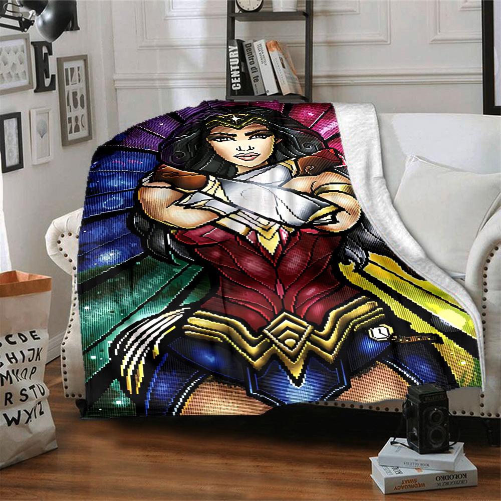 1ks deka Wonder Woman Polyesterové vlákno, Celoroční pohodlí na pohovku, postel, do kanceláře, auta, na kempování, Ideální domácí dekorace a dárek, Pohodlí v kanceláři