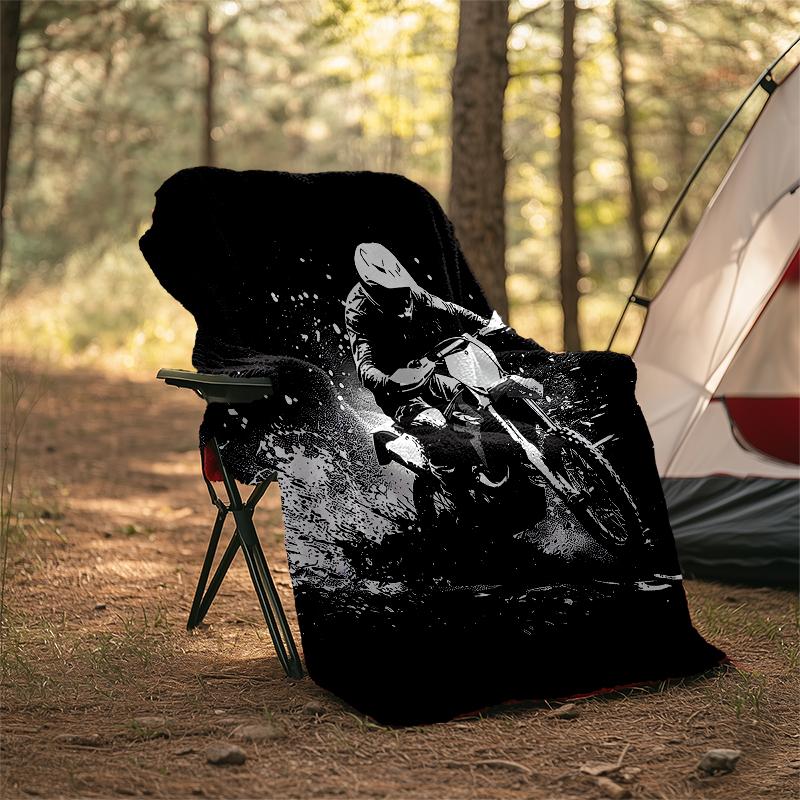 Coperta a Tema Stampata con Motivi di Moto da Fuoristrada - Perfetta per Divano, Letto, Viaggi e Uso Esterno | Lavabile in Lavatrice, Accogliente e Resistente.