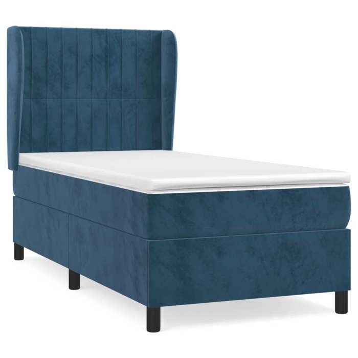 3129307 vidaXL Lit à sommier tapissier avec matelas Bleu foncé 90x190 cm