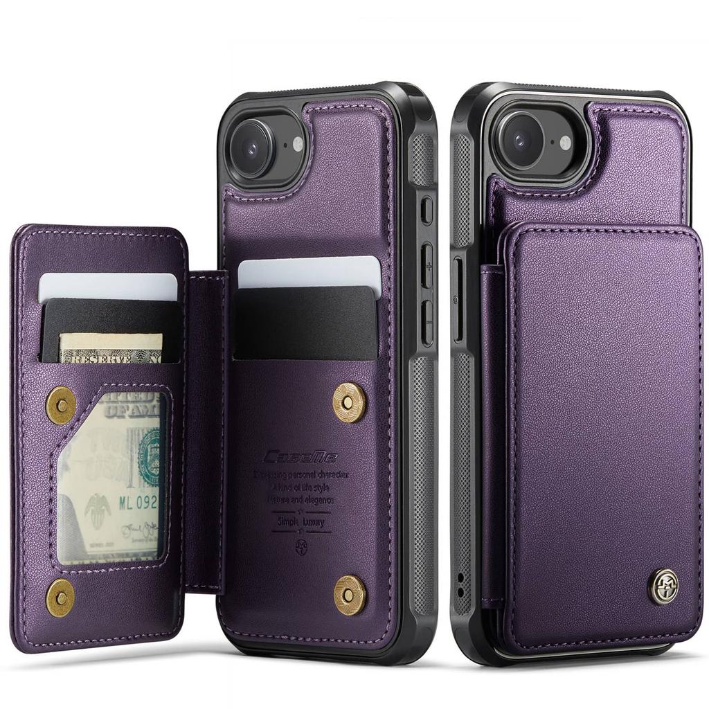 For iPhone 17e 16e Wallet Case PU Leather Flip Cover RFID Blocking Card Holder Magnetic Clasp Kickstand Shockproof Phone Case