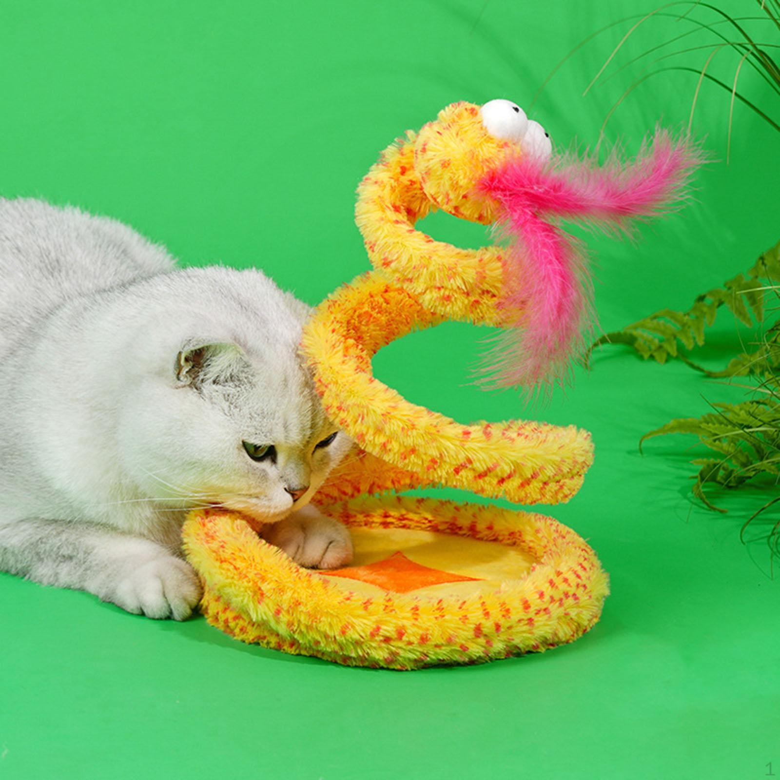 

Cat Spiral Snake Toy Pet Coil Action Toys Creative Activity Swatting, Biting, Kitten Yellow