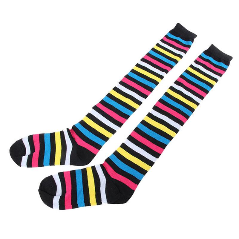Women Girls Over The Knee Socks Thigh High Long Striped Stocking 11 Colors
