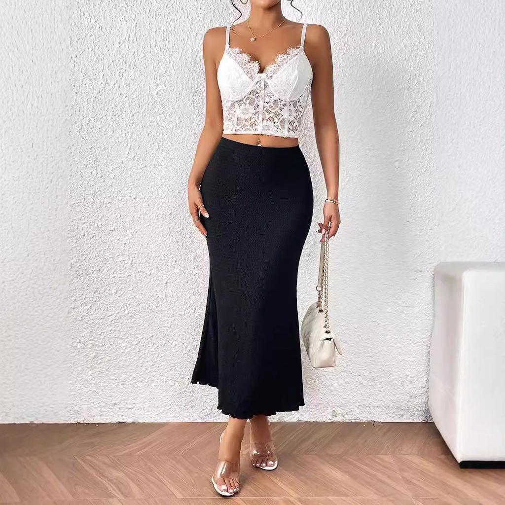 2024 High Waist Knitted Jacquard Fishtail Long Skirt