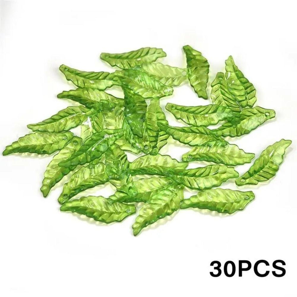 

30 шт. Прозрачные зеленые акриловые бусины-листья Акриловые бусины Листья Свободные бусины DIY Подвеска 10X30mm