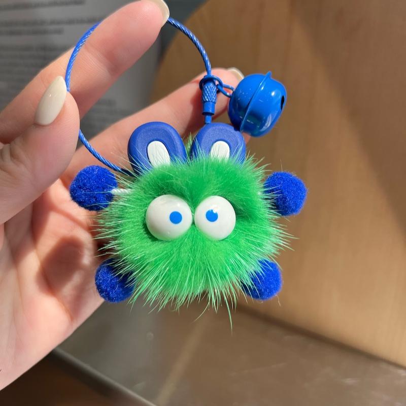 Cute Mink Hair Small Briquettes Car Keychain Pendant Ugly Things Ins Internet Celebrity Hair Pom-pom Book Bag Pendant